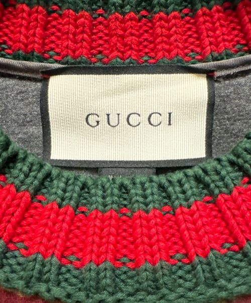 GUCCI（グッチ）GUCCI (グッチ) フラワープリントクルーネック レッド サイズ:Mの古着・服飾アイテム