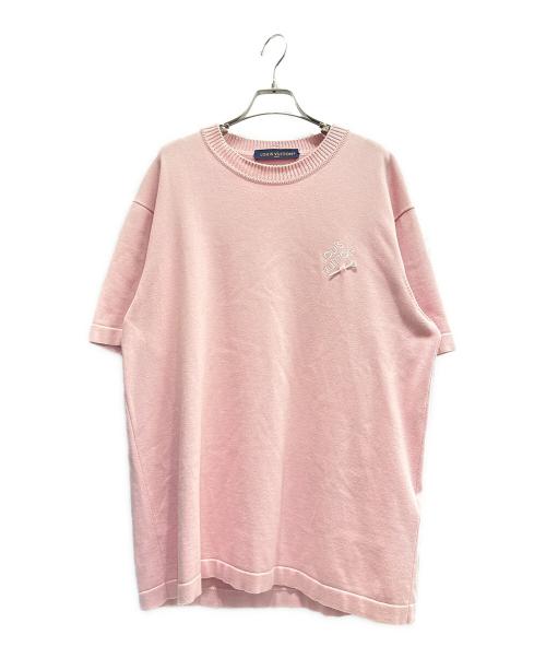 LOUIS VUITTON（ルイ ヴィトン）LOUIS VUITTON (ルイ ヴィトン) シグネチャー ショートスリーブ ニットカットソー ピンク サイズ:Lの古着・服飾アイテム