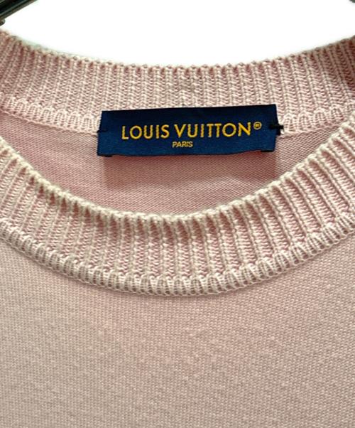 LOUIS VUITTON（ルイ ヴィトン）LOUIS VUITTON (ルイ ヴィトン) シグネチャー ショートスリーブ ニットカットソー ピンク サイズ:Lの古着・服飾アイテム