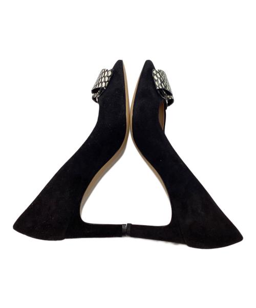 Salvatore Ferragamo（サルヴァトーレ フェラガモ）Salvatore Ferragamo (サルヴァトーレ フェラガモ)  MIMI’70 スウェードヒールパンプス ブラック サイズ:6 1/2の古着・服飾アイテム