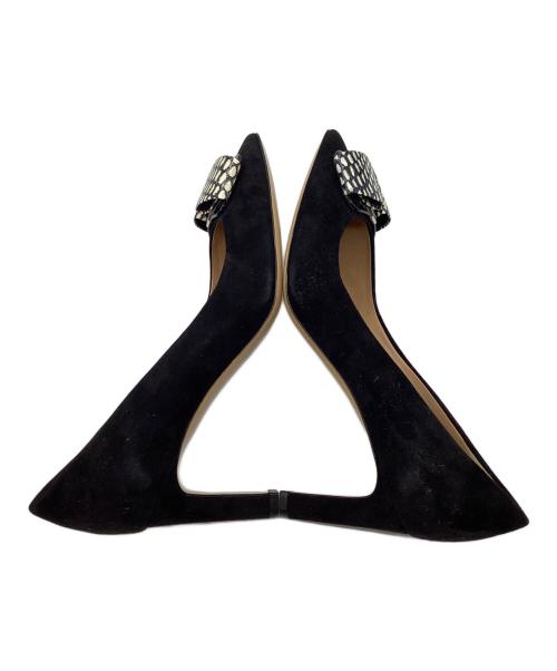 Salvatore Ferragamo（サルヴァトーレ フェラガモ）Salvatore Ferragamo (サルヴァトーレ フェラガモ)  MIMI’70 スウェードヒールパンプス ブラック サイズ:6 1/2の古着・服飾アイテム