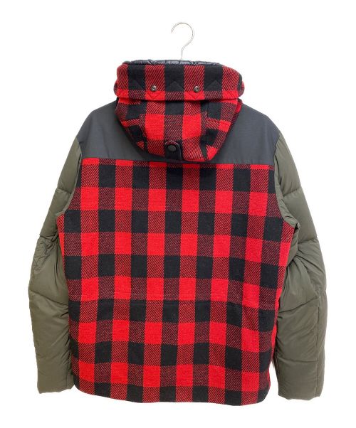 MONCLER GRENOBLE（モンクレール グルノーブル）MONCLER GRENOBLE (モンクレール グルノーブル) MONTROND/Switchable down jacket（切り換えダウンジャケット） レッド×カーキ サイズ:3の古着・服飾アイテム