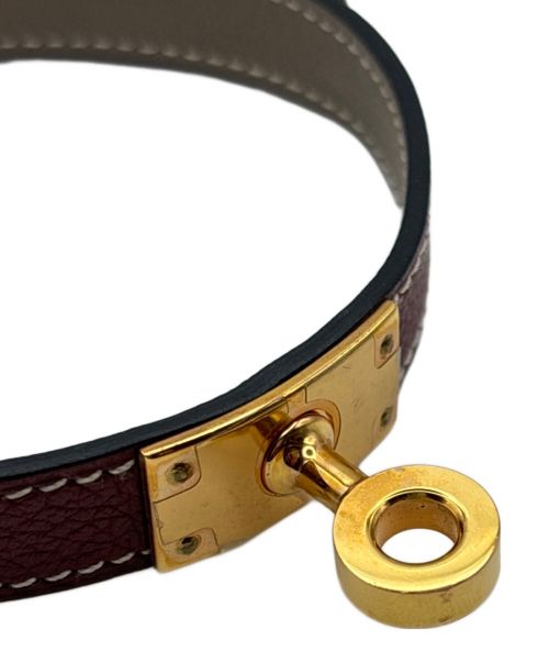HERMES（エルメス）HERMES (エルメス) レザーブレスレット 《ケリー》 ドゥブルトゥール ブラウンの古着・服飾アイテム