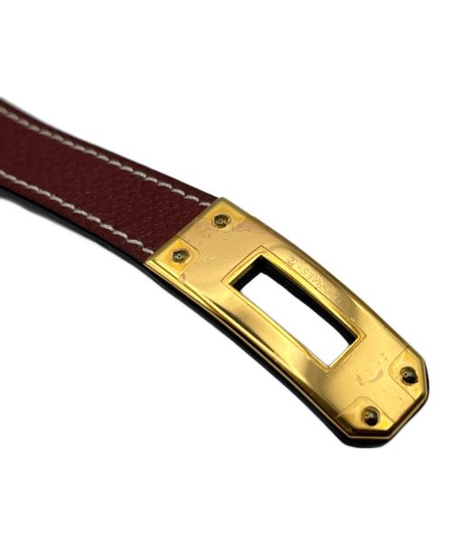 HERMES（エルメス）HERMES (エルメス) レザーブレスレット 《ケリー》 ドゥブルトゥール ブラウンの古着・服飾アイテム