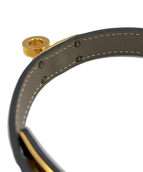 HERMES（エルメス）HERMES (エルメス) レザーブレスレット 《ケリー》 ドゥブルトゥール ブラウンの古着・服飾アイテム