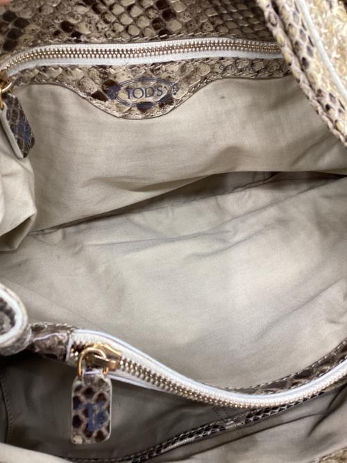 TOD'S（トッズ）TOD'S (トッズ) パイソンショルダーバッグ ベージュの古着・服飾アイテム