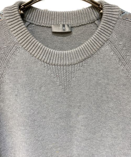 Christian Dior（クリスチャン ディオール）Christian Dior (クリスチャン ディオール) Oblique crew neck knit（オブリ―ククルーネックニット） グレー サイズ:Lの古着・服飾アイテム