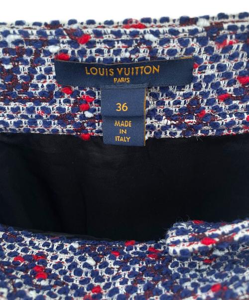 LOUIS VUITTON（ルイ ヴィトン）LOUIS VUITTON (ルイ ヴィトン) ツイードスカート ネイビー×レッド サイズ:36の古着・服飾アイテム