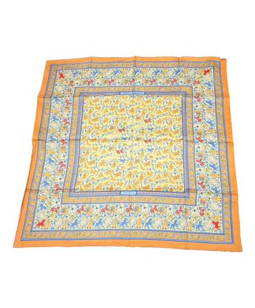 HERMES（エルメス）HERMES (エルメス) カレ90 CHASSE EN INDE インドの狩猟 オレンジ サイズ:90 未使用品の古着・服飾アイテム