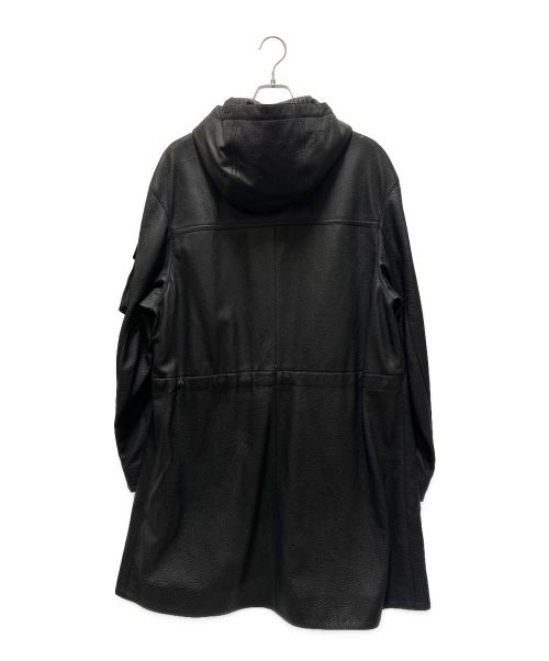 HERMES（エルメス）HERMES (エルメス) レザーフーディコート ブラック サイズ:50の古着・服飾アイテム
