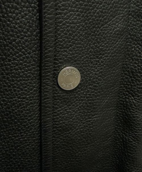 HERMES（エルメス）HERMES (エルメス) レザーフーディコート ブラック サイズ:50の古着・服飾アイテム