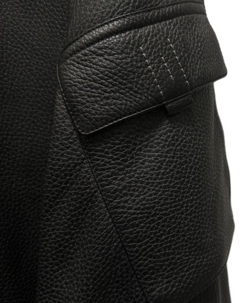 HERMES（エルメス）HERMES (エルメス) レザーフーディコート ブラック サイズ:50の古着・服飾アイテム