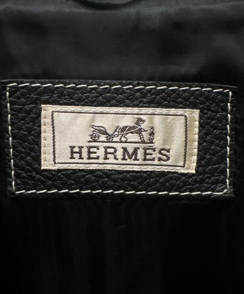 HERMES（エルメス）HERMES (エルメス) レザーフーディコート ブラック サイズ:50の古着・服飾アイテム