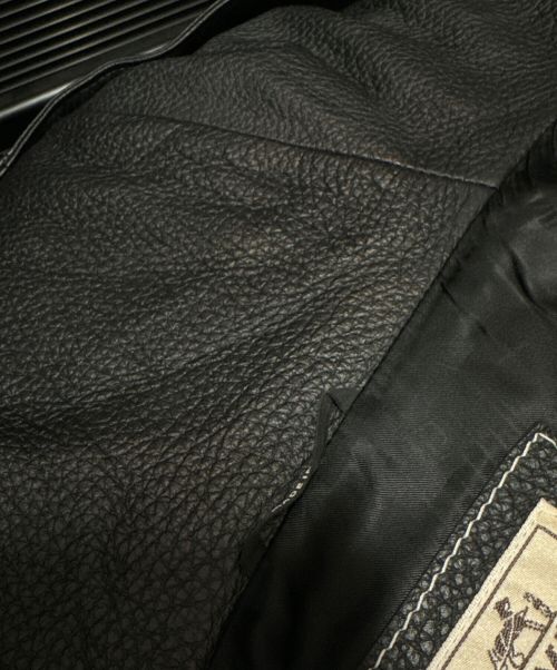 HERMES（エルメス）HERMES (エルメス) レザーフーディコート ブラック サイズ:50の古着・服飾アイテム