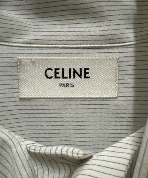 CELINE（セリーヌ）CELINE (セリーヌ) フロントデザインシルクシャツ アイボリー サイズ:38の古着・服飾アイテム