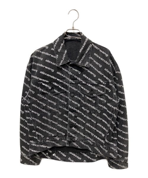 ALEXANDER WANG（アレキサンダー・ワン）ALEXANDER WANG (アレキサンダーワン) ALL OVER LOGO DENIM JACKET ブラック サイズ:XSの古着・服飾アイテム