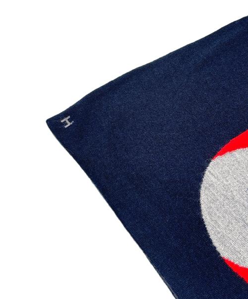 HERMES（エルメス）HERMES (エルメス) Aller-Retour-TooLucky カシミヤ マフラー グレー×ネイビーの古着・服飾アイテム