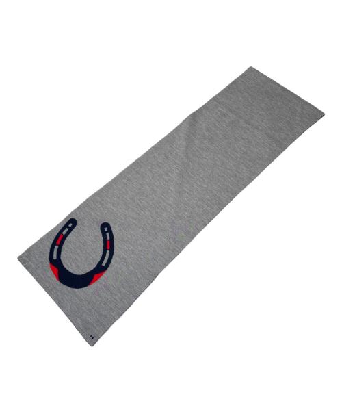 HERMES（エルメス）HERMES (エルメス) Aller-Retour-TooLucky カシミヤ マフラー グレー×ネイビーの古着・服飾アイテム