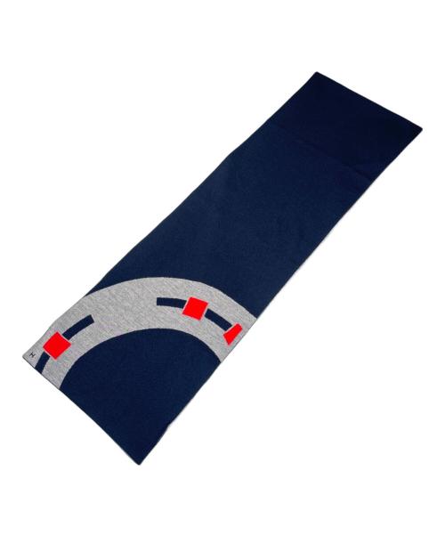 HERMES（エルメス）HERMES (エルメス) Aller-Retour-TooLucky カシミヤ マフラー グレー×ネイビーの古着・服飾アイテム