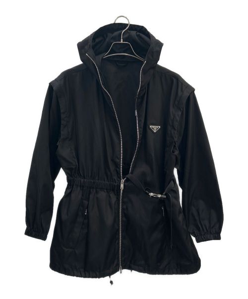 PRADA（プラダ）PRADA (プラダ) ベルト付ナイロンジャケット ブラック サイズ:38の古着・服飾アイテム