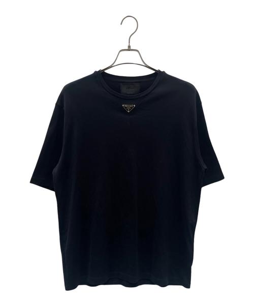 PRADA（プラダ）PRADA (プラダ) トライアングルプレートコットンTシャツ ブラック サイズ:XLの古着・服飾アイテム