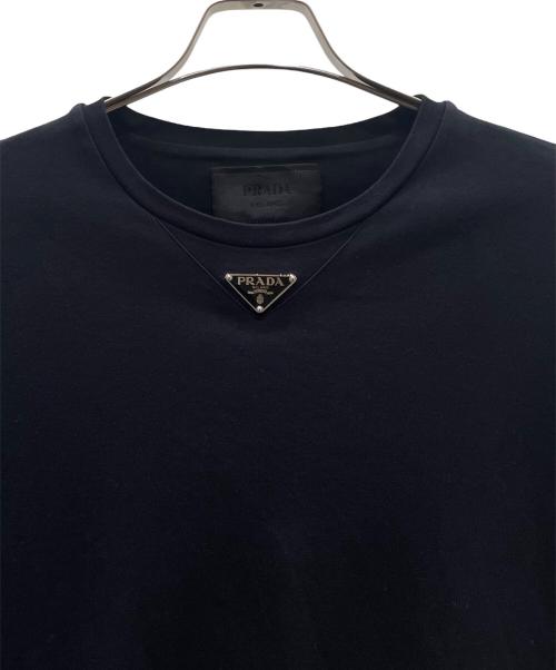 PRADA（プラダ）PRADA (プラダ) トライアングルプレートコットンTシャツ ブラック サイズ:XLの古着・服飾アイテム