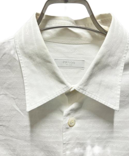 PRADA（プラダ）PRADA (プラダ) ジャガード ポプリン ロゴシャツ ホワイト サイズ:Lの古着・服飾アイテム