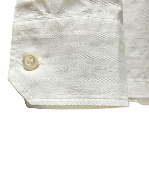 PRADA（プラダ）PRADA (プラダ) ジャガード ポプリン ロゴシャツ ホワイト サイズ:Lの古着・服飾アイテム