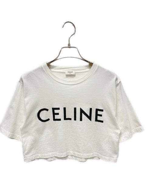 CELINE（セリーヌ）CELINE (セリーヌ) クロップド CELINE Tシャツ / コットンジャージー ホワイト サイズ:XSの古着・服飾アイテム
