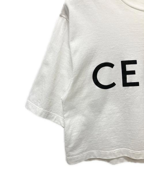 CELINE（セリーヌ）CELINE (セリーヌ) クロップド CELINE Tシャツ / コットンジャージー ホワイト サイズ:XSの古着・服飾アイテム