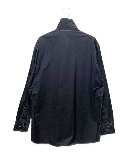 HERMES（エルメス）HERMES (エルメス) バンドカラーシャツ ネイビー サイズ:39の古着・服飾アイテム