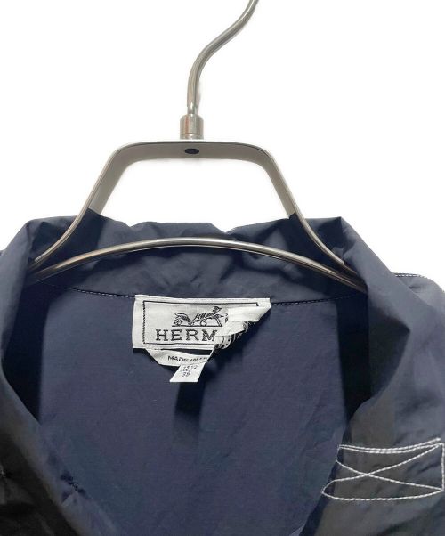 HERMES（エルメス）HERMES (エルメス) バンドカラーシャツ ネイビー サイズ:39の古着・服飾アイテム