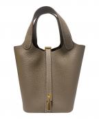 HERMESエルメス）の古着「ピコタンロック PM/ゴールド金具/トリヨンクレマンス/エトゥープ/W刻印」｜エトゥープ×ゴールド