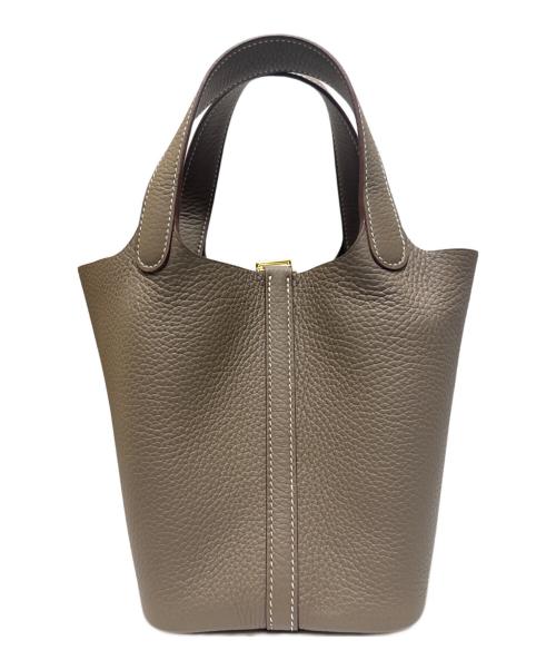 HERMES（エルメス）HERMES (エルメス) ピコタンロック PM/ゴールド金具/トリヨンクレマンス/エトゥープ/W刻印 エトゥープ×ゴールド サイズ:PM 未使用品の古着・服飾アイテム