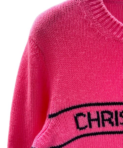 Christian Dior（クリスチャン ディオール）Christian Dior (クリスチャン ディオール) シグネチャーロゴ カシミア セーター ピンク サイズ:36の古着・服飾アイテム
