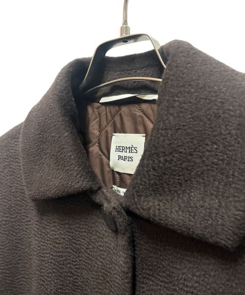 HERMES（エルメス）HERMES (エルメス) セリエボタン中綿ステンカラーアルパカ混コート ブラウン サイズ:34の古着・服飾アイテム