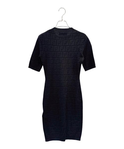 FENDI（フェンディ）FENDI (フェンディ) ズッカ柄ワンピース/半袖ニットワンピース ブラック サイズ:36の古着・服飾アイテム