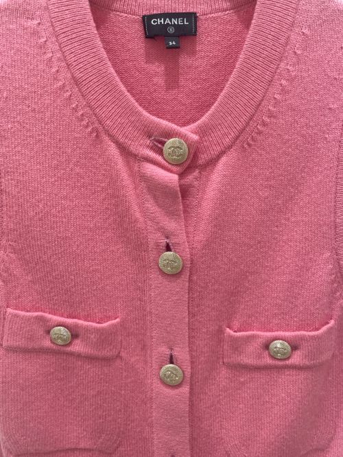 CHANEL（シャネル）CHANEL (シャネル) ノースリーブニットワンピース ピンク サイズ:34の古着・服飾アイテム
