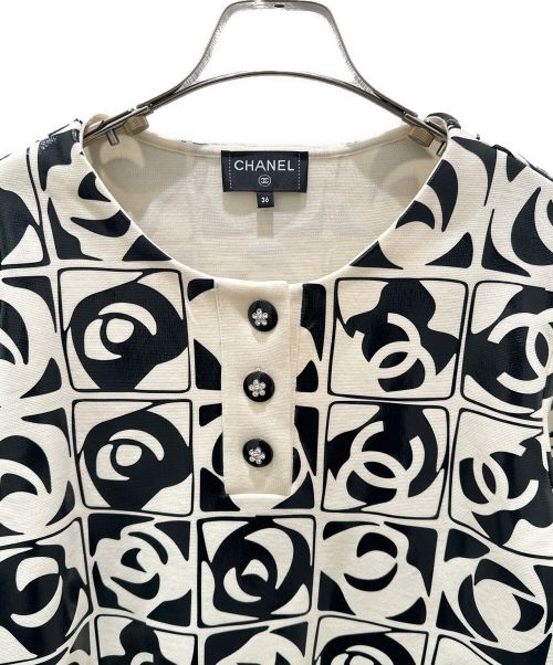 CHANEL（シャネル）CHANEL (アディダス) ココマーク総柄ワンピース ホワイト サイズ:36の古着・服飾アイテム