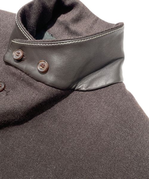 HERMES（エルメス）HERMES (エルメス) レザーパイピング チェスターコート ブラウン サイズ:52の古着・服飾アイテム