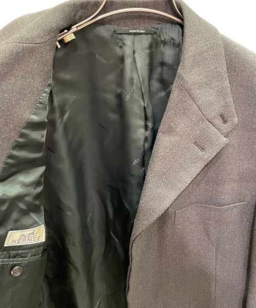 HERMES（エルメス）HERMES (エルメス) レザーパイピング チェスターコート ブラウン サイズ:52の古着・服飾アイテム