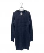 CHANELシャネル）の古着「ココボタンカシミヤ混ワンピース」｜ネイビー