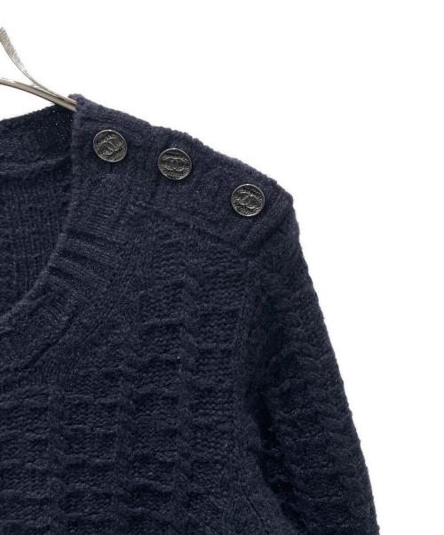 CHANEL（シャネル）CHANEL (シャネル) ココボタンカシミヤ混ワンピース ネイビー サイズ:34の古着・服飾アイテム