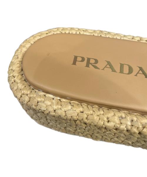 PRADA（プラダ）PRADA (プラダ) ラフィアサンダル ベージュ サイズ:36の古着・服飾アイテム