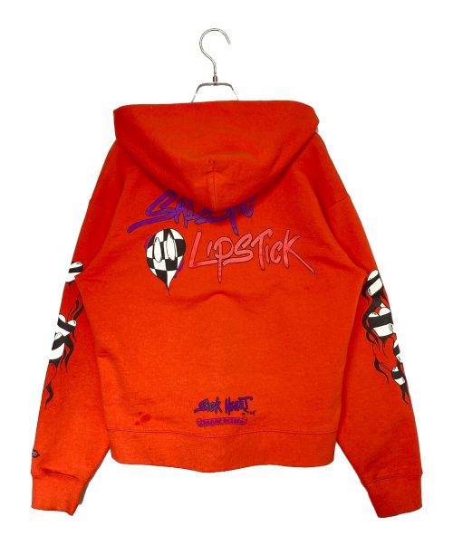 CHROME HEARTS（クロムハーツ）CHROME HEARTS (クロムハーツ) MATTY BOY (マティ―ボーイ) SADISTIC LIPSTICK PULLOVER HOODIE オレンジ サイズ:Sの古着・服飾アイテム