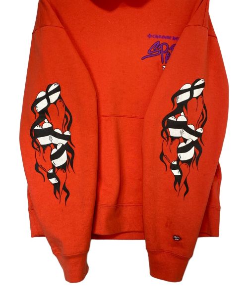 CHROME HEARTS（クロムハーツ）CHROME HEARTS (クロムハーツ) MATTY BOY (マティ―ボーイ) SADISTIC LIPSTICK PULLOVER HOODIE オレンジ サイズ:Sの古着・服飾アイテム