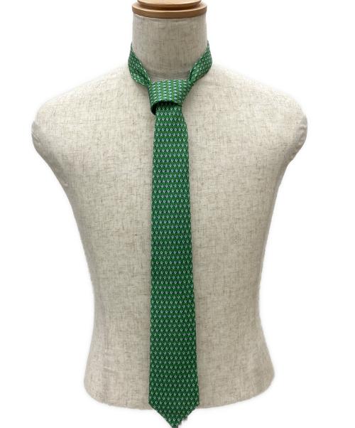 HERMES（エルメス）HERMES (エルメス) 総柄ネクタイ グリーン サイズ:無 未使用品の古着・服飾アイテム