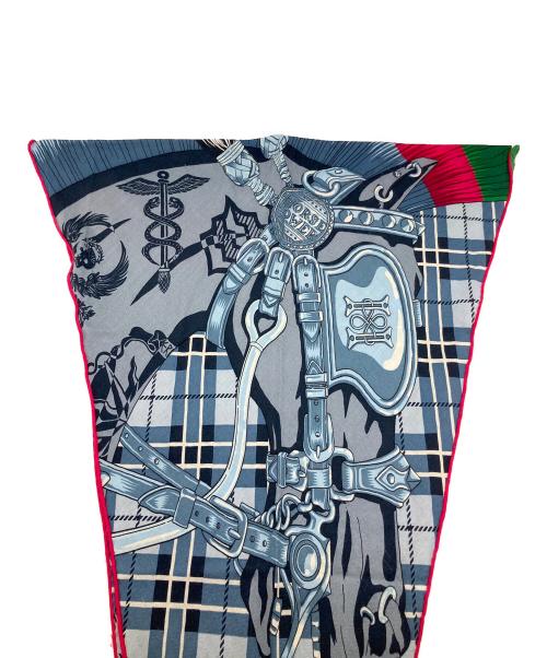 HERMES（エルメス）HERMES (エルメス) HERMES エルメス ロザンジュ シュヴァルパンク シルクスカーフ ブルー×ショッキングピンクの古着・服飾アイテム