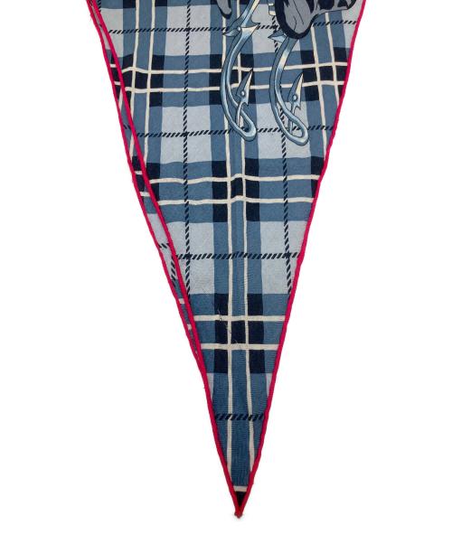 HERMES（エルメス）HERMES (エルメス) HERMES エルメス ロザンジュ シュヴァルパンク シルクスカーフ ブルー×ショッキングピンクの古着・服飾アイテム