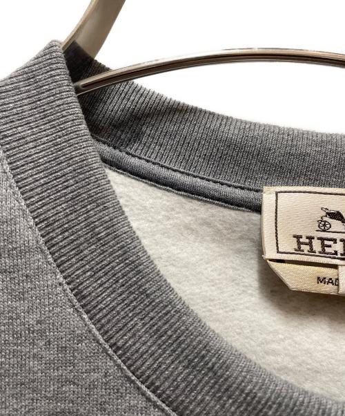 HERMES（エルメス）HERMES (エルメス) レザーパッチスウェット ライトグレー サイズ:XLの古着・服飾アイテム